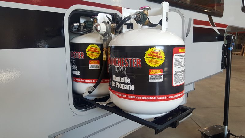 Sliding Dual LP Tank Compartment on Cirrus 920 Truck Camper